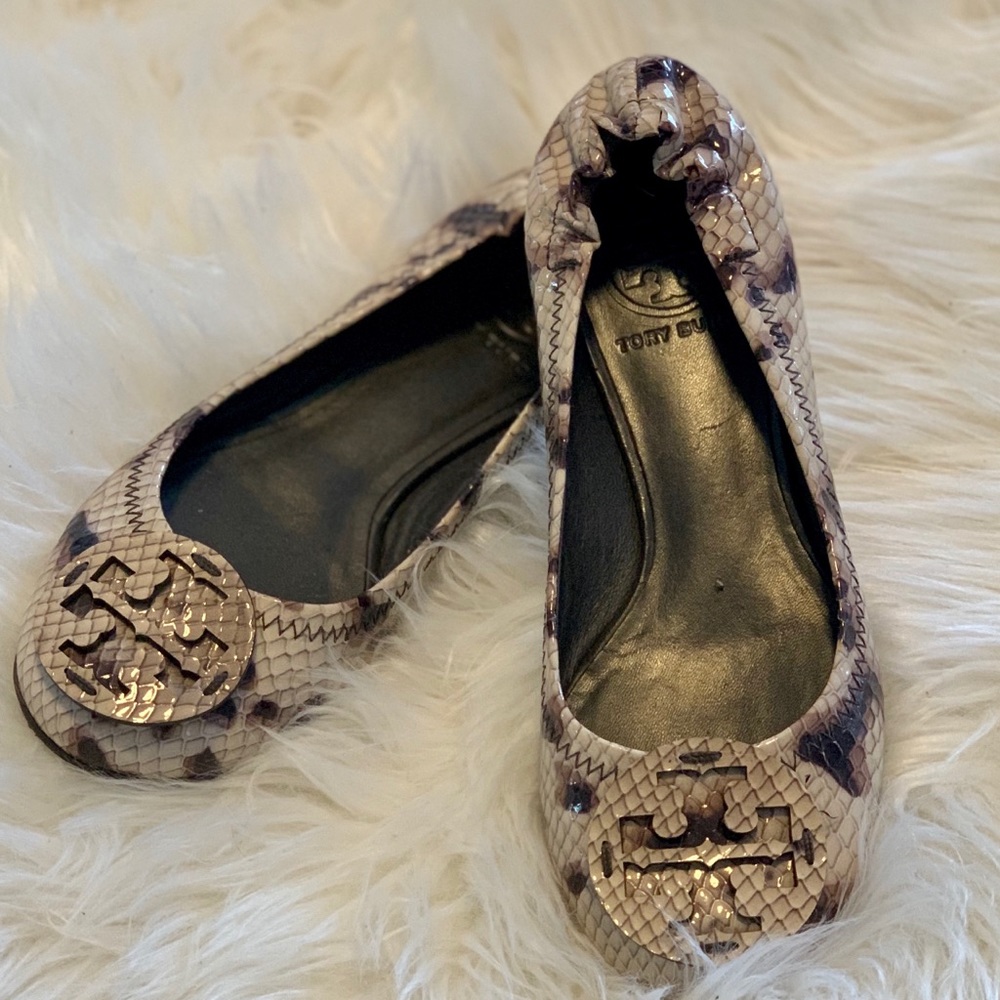 Tory Burch Reva-Monarch Snake Print Ballet Flats